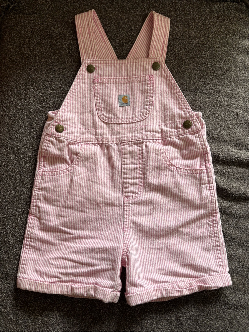 Carhartt Pink Striped Girls' Short Overalls